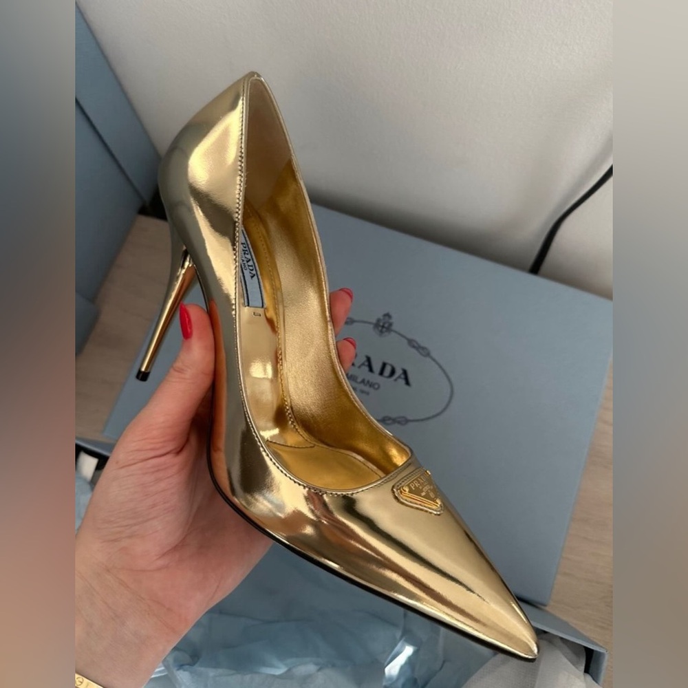 Prada gold heels